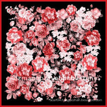 100% silk square scarves with flower digital print